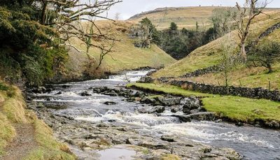 The River Swale winding through Swaledale